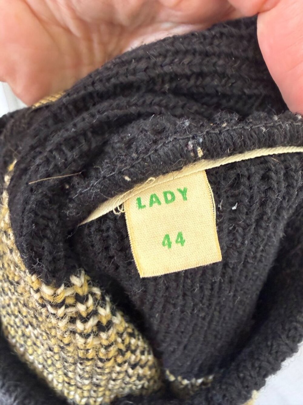 Vintage 50s Womens Nordstrikk Norway Cardigan Black Tan Size L - Picture 6 of 14
